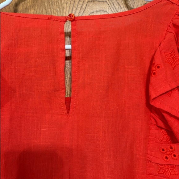 Hummingbird Vibrant Red Ruffled Blouse - Picture 6 of 6